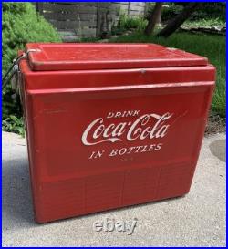 Vintage Metal COCA COLA COOLER Ice Chest with Sandwich Tray Very Good Condition