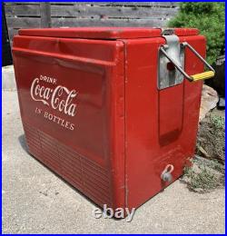 Vintage Metal COCA COLA COOLER Ice Chest with Sandwich Tray Very Good Condition