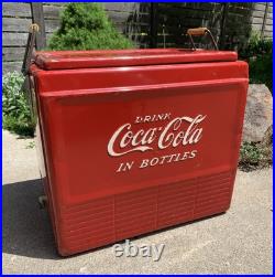 Vintage Metal COCA COLA COOLER Ice Chest with Sandwich Tray Very Good Condition