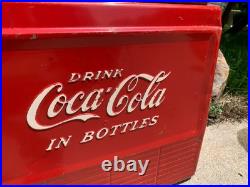 Vintage Metal COCA COLA COOLER Ice Chest with Sandwich Tray Very Good Condition