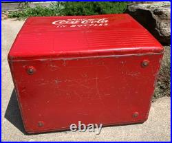 Vintage Metal COCA COLA COOLER Ice Chest with Sandwich Tray Very Good Condition
