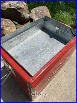 Vintage Metal COCA COLA COOLER Ice Chest with Sandwich Tray Very Good Condition
