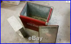 Vintage Metal COCA COLA Cooler Withmetal Tray & Bottle Opener