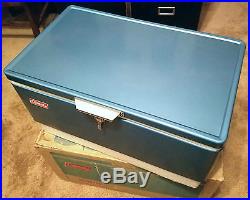 Vintage Metal COLEMAN Snow-Lite Low-Boy 44 Quart Blue Ice Chest Cooler- 5254C706