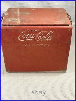 Vintage Metal Coca-Cola Cooler Cavalier Unrestored withOpener