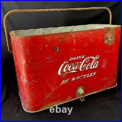 Vintage Metal Coca-Cola Cooler Cavalier Unrestored withOpener No lid