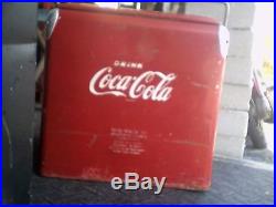 Vintage Metal Coca-Cola Cooler Chest Bottle opener & Scoop Action MFG 17X12X17