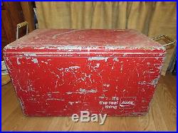 Vintage Metal Coca-Cola Cooler Metal Tray Wooden Shelf All Original #1042