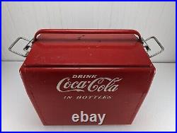 Vintage Metal Coca Cola Cooler with Tray Bottle Opener Plug 1950's Ice Chest