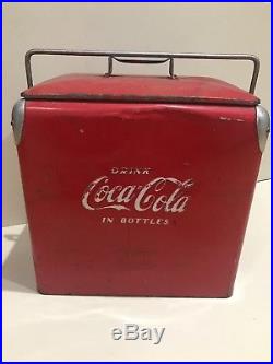 Vintage Metal Coca Cola Ice Chest With Bottle Opener