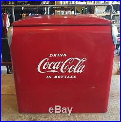 Vintage Metal Coca-Cola Travel Cooler Very Nice Made In Kansas
