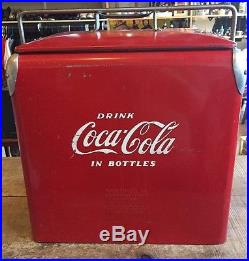Vintage Metal Coca-Cola Travel Cooler Very Nice Made In Kansas