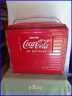 Vintage Metal Coca-cola In Bottles Cooler With Opener