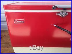 Vintage Metal Coleman Cooler Snow-Lite Red with Insert Tray Camp Cooler Tailgate