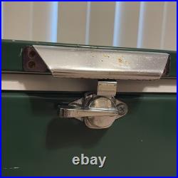 Vintage Metal Coleman Cooler Steel Belted Green Latch Plug USA 44 Qt Clean
