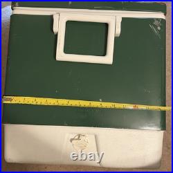 Vintage Metal Coleman Cooler Steel Belted Green Latch Plug USA 44 Qt Clean