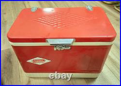 Vintage Metal Coleman Red Diamond Logo Cooler Ice Chest Patents Pending USA Vintage Metal Coleman Red Diamond Logo Cooler Ice Chest Patents Pending USA