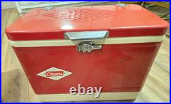 Vintage Metal Coleman Red Diamond Logo Cooler Ice Chest Patents Pending USA Vintage Metal Coleman Red Diamond Logo Cooler Ice Chest Patents Pending USA
