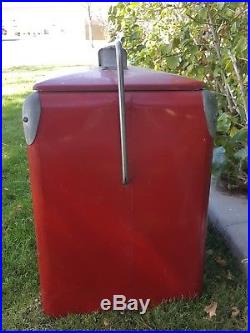 Vintage Metal Cooler Coca Cola With Tray Action Mfg Coke Ice Chest Red