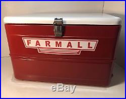 Vintage Metal Cooler Galvanized Liner Inside Fresh Paint withFarmall Decal Nice