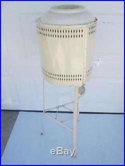 Vintage Metal Covered Crock Pottery Water Cooler Dispenser 2719 With Metal Stand