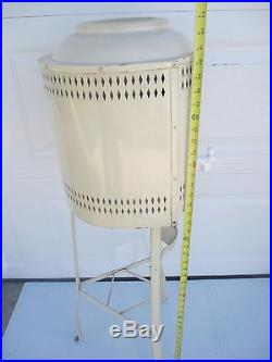 Vintage Metal Covered Crock Pottery Water Cooler Dispenser 2719 With Metal Stand