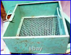 Vintage Metal Ice Box Cooler big size Green color inside different Compartment