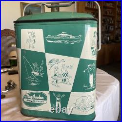 Vintage Metal Ice Chest Magikooler Jadeite Green & White Checkered Rare 1950s
