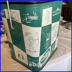 Vintage Metal Ice Chest Magikooler Jadeite Green & White Checkered Rare 1950s
