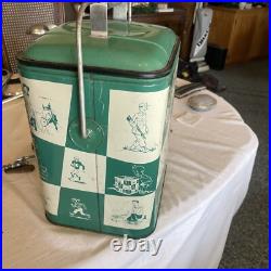Vintage Metal Ice Chest Magikooler Jadeite Green & White Checkered Rare 1950s