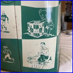 Vintage Metal Ice Chest Magikooler Jadeite Green & White Checkered Rare 1950s