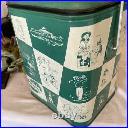 Vintage Metal Ice Chest Magikooler Jadeite Green & White Checkered Rare 1950s