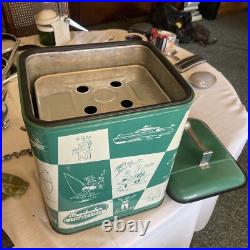 Vintage Metal Ice Chest Magikooler Jadeite Green & White Checkered Rare 1950s