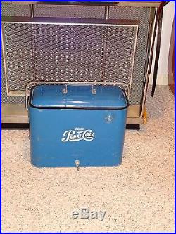 Vintage Metal Pepsi Cola ice chest/cooler-smaller version -blue