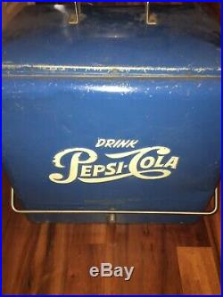 Vintage Metal Pepsi Cooler with Tray and Plug
