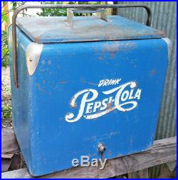 Vintage Metal Pepsi Travel Cooler Ice Chest