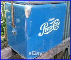 Vintage Metal Pepsi Travel Cooler Ice Chest
