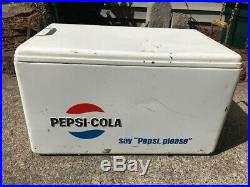 Vintage Metal White Pepsi Cola Cooler say Pepsi, please With Bottle Opener