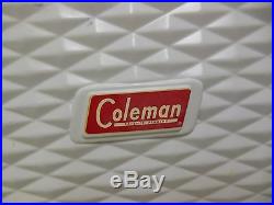 Vintage Mid Century Pink Coleman Cooler Metal Diamond Logo