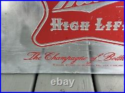 Vintage Miller High Life Aluminum Cronstroms Beer Cooler Chest Ice Box Metal 24