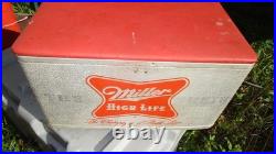 Vintage Miller High Life Beer Padded Ice Chest Metal Aluminum Cooler