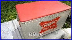Vintage Miller High Life Beer Padded Ice Chest Metal Aluminum Cooler