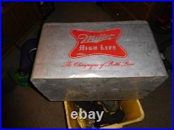 Vintage Miller High Life Cronstroms Beer Ice Chest Metal Aluminum Cooler