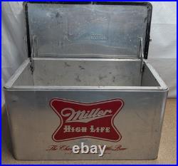 Vintage Miller High Life Cronstroms Beer Ice Chest Metal Aluminum Cooler