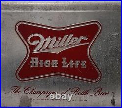 Vintage Miller High Life Cronstroms Beer Ice Chest Metal Aluminum Cooler Vintage Miller High Life Cronstroms Beer Ice Chest Metal Aluminum Cooler