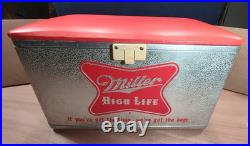 Vintage Miller High Life Cronstroms Beer Padded Ice Chest Metal Aluminum Cooler