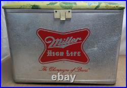 Vintage Miller High Life Cronstroms Beer Padded Ice Chest Metal Aluminum Cooler