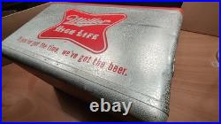 Vintage Miller High Life Cronstroms Beer Padded Ice Chest Metal Aluminum Cooler