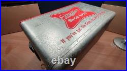 Vintage Miller High Life Cronstroms Beer Padded Ice Chest Metal Aluminum Cooler