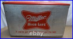 Vintage Miller High Life Cronstroms Beer Padded Ice Chest Metal Aluminum Cooler